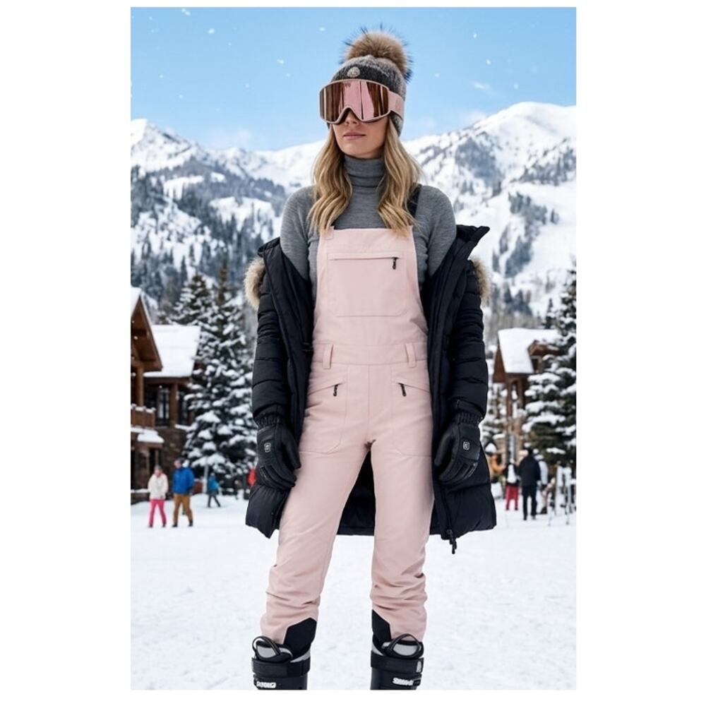 Flylow Foxy Bib Pants Womens Medium Flamingo Pink Ski Snowboard Overalls